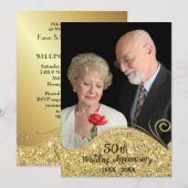 Sparkle Golden 50ste huwelijksverjaardag Kaart (Voorkant / Achterkant)