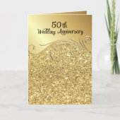 Sparkle Golden 50th Wedding Jubileum Folded (Voorkant)