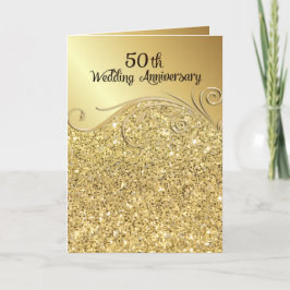 Sparkle Golden 50th Wedding Jubileum Folded