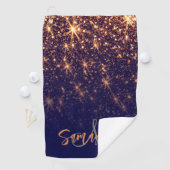 Sparkle Golden Glitter Golfhanddoek (Insitu)