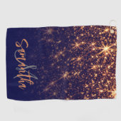 Sparkle Golden Glitter Golfhanddoek (Horizontaal)