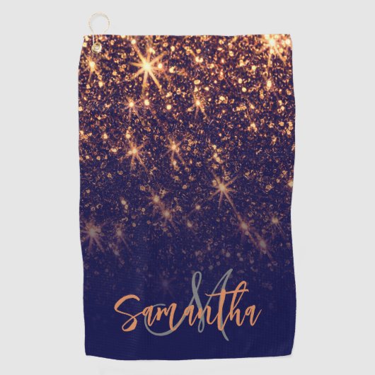 Sparkle Golden Glitter Golfhanddoek (Voorkant)