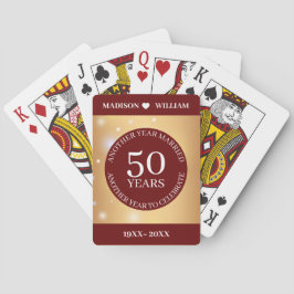 Sparkle Golden Red Background Wedding Jubileum Pokerkaarten