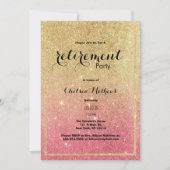 Sparkle Goud Roze Ombre Glitter Pensioen Party Kaart (Voorkant)