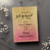 Sparkle Goud Roze Ombre Glitter Pensioen Party Kaart