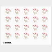 Sparkle gouden glitter en roze bloemendank je ronde sticker (Vel)