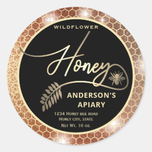 Sparkle gouden honingbij honing tak pot ronde sticker