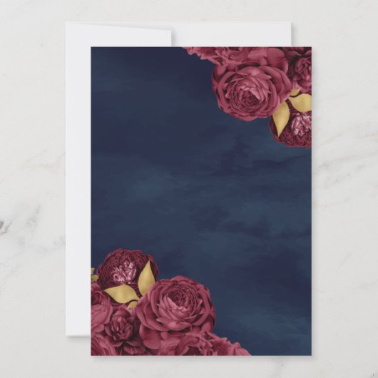 Sparkle Gown Bourgondië Bloemen Navy Gold Quincean Kaart (Achterkant)