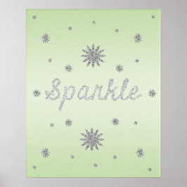 Sparkle Green met Silver Glitter Poster