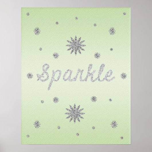 Sparkle Green met Silver Glitter Poster (Voorkant)