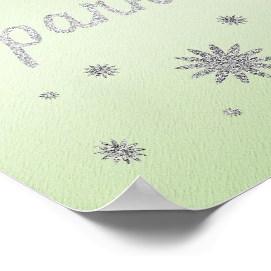 Sparkle Green met Silver Glitter Poster (Hoek)