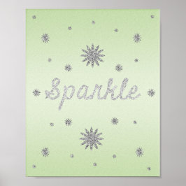 Sparkle Green met Silver Glitter Poster