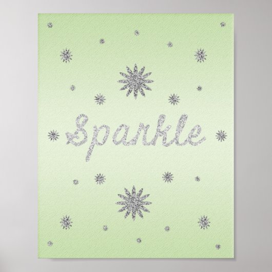 Sparkle Green met Silver Glitter Poster (Voorkant)
