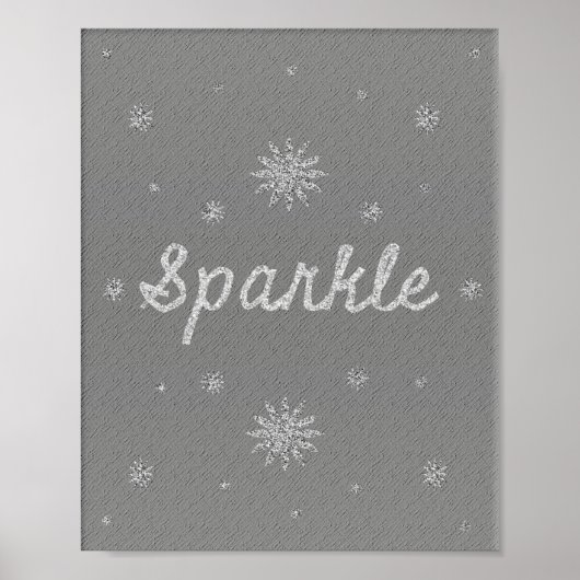 Sparkle Grey met Silver Glitter Poster (Voorkant)