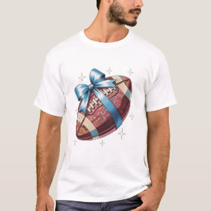 Sparkle Gridiron Football Gift met Blue Bow Graph T-shirt