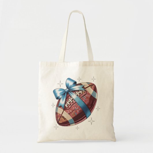 Sparkle Gridiron Football Gift met Blue Bow Graph Tote Bag (Voorkant)