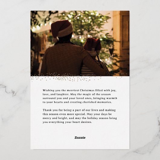 Sparkle Hand Lettered Merry Christmas Photo Card Folie Feestdagenkaart (Achterkant)