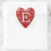 Sparkle Heart Letter E in ROOD Ronde Sticker (Tas)