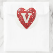 Sparkle Heart met letter V Ronde Sticker (Tas)