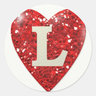Sparkle Heart Red L Ronde Sticker