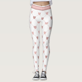 Sparkle Heart Roze op Wit Leggings