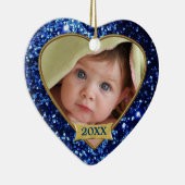 Sparkle Hearts (blauw) Foto Lijst Ornament (Rechts)