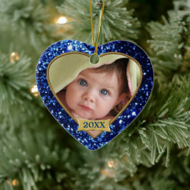 Sparkle Hearts (blauw) Foto Lijst Ornament