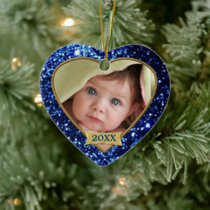Sparkle Hearts (blauw) Foto Lijst Ornament