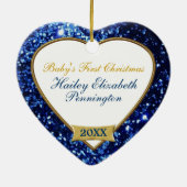 Sparkle Hearts (blauw) Foto Lijst Ornament (Achterkant)