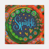 Sparkle Hearts  Grappige Kleurrijke Inspirity Magneet (Voorkant)