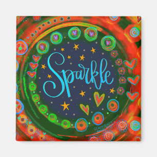 Sparkle Hearts  Grappige Kleurrijke Inspirity Magneet