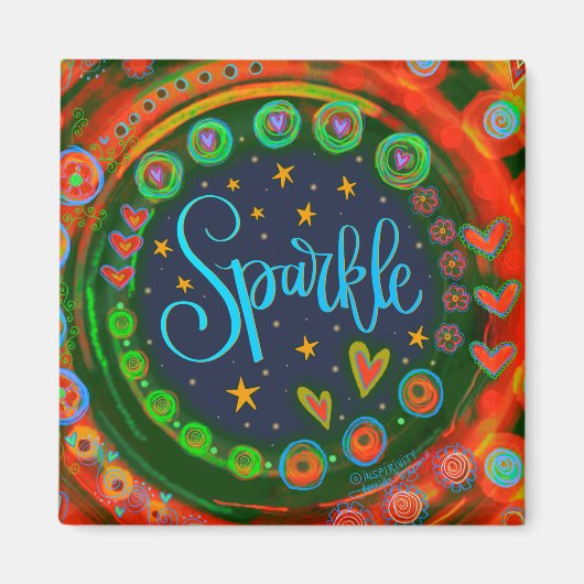 Sparkle Hearts  Grappige Kleurrijke Inspirity Magneet (Voorkant)