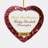 Sparkle Hearts (rood) Lijst Ornament (Achterkant)