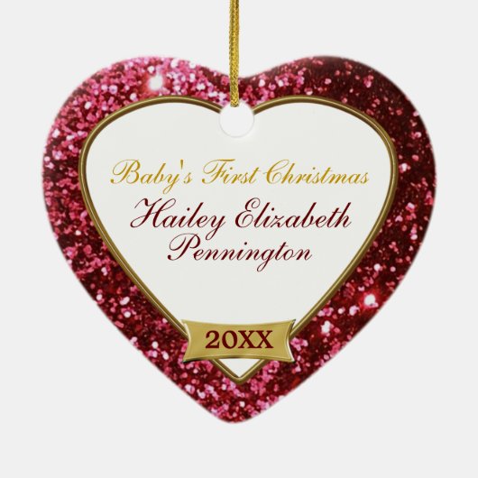 Sparkle Hearts (rood) Lijst Ornament (Achterkant)