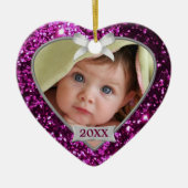 Sparkle Hearts (roze/zilver) Foto-Ornament Keramisch Ornament (Voorkant)
