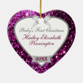 Sparkle Hearts (roze/zilver) Foto-Ornament Keramisch Ornament (Achterkant)