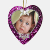 Sparkle Hearts (roze/zilver) Foto-Ornament Keramisch Ornament (Links)