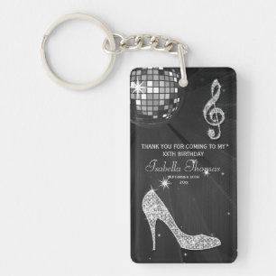 Sparkle Heels Black Disco Ball Birthday Hartelijk  Sleutelhanger