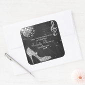 Sparkle Heels Black Disco Ball Birthday Hartelijk  Vierkante Sticker (Envelop)