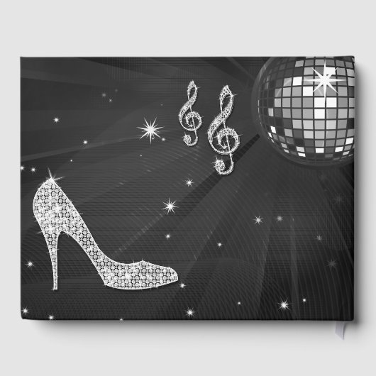 Sparkle Heels Black Disco Ball Verjaardag Gastenboek (Achterkant)