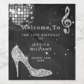 Sparkle Heels Black Disco Ball Verjaardag Wijn Etiket (Enkel label)