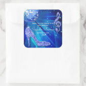 Sparkle Heels Blue Disco Ball Birthday Dank je Vierkante Sticker (Tas)