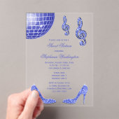 Sparkle Heels en Blue Disco Ball Sweet 16 Acryl Uitnodigingen (Insitu (Draagbaar))