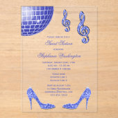 Sparkle Heels en Blue Disco Ball Sweet 16 Acryl Uitnodigingen (Voorkant)
