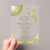 Sparkle Heels en Gouden Disco Ball Sweet 16 Acryl Uitnodigingen (Insitu (Draagbaar))