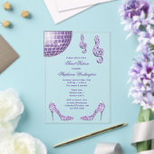 Sparkle Heels en Paarse Disco Ball Sweet 16 Acryl Uitnodigingen (Insitu (Huwelijk))