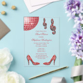 Sparkle Heels en Red Disco Ball Sweet 16 Acryl Uitnodigingen (Insitu (Huwelijk))