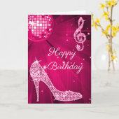 Sparkle Heels Hot Pink Disco Ball Kaart (Gele Bloem)