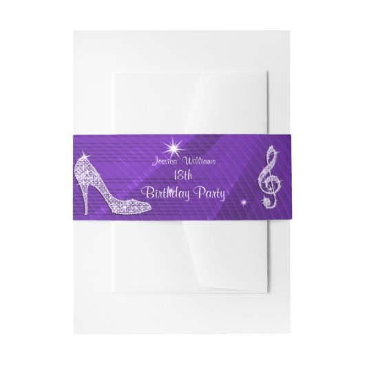 Sparkle Heels Paars Disco Ball Birthday Uitnodigingen Wikkel (Voorkant Voorbeeld)