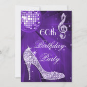 Sparkle Heels Paarse Disco Ball 60e Verjaardag Kaart (Voorkant)